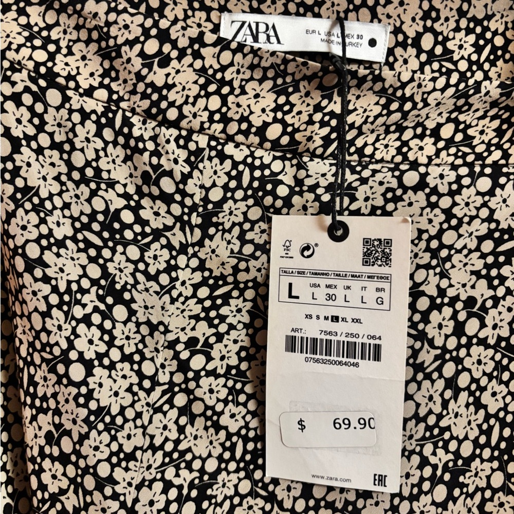Zara Floral Midi Skirt size L - Picture 6 of 9